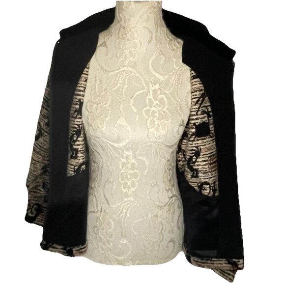 Vintage 90s Petroglyphs Native Tribal Black Diamond USA Fleece Zip Jacket Coat - Picture 8 of 13